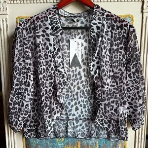 Aceshion Cheetah Patterned Sheer Bolero